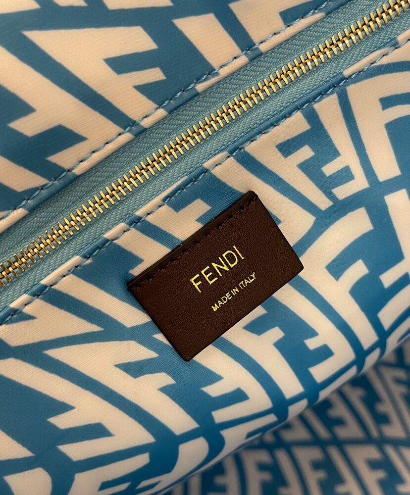 Fendi Shopper Glazed Canvas Bag 8BH357 Blue